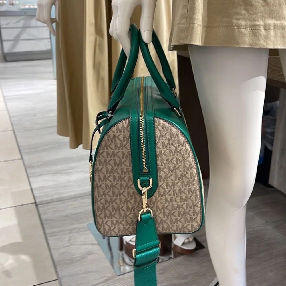Michael Kors med Duffle Travel - Leather/Coated PALMETTO GREEN  MD DUFFLE NWT
